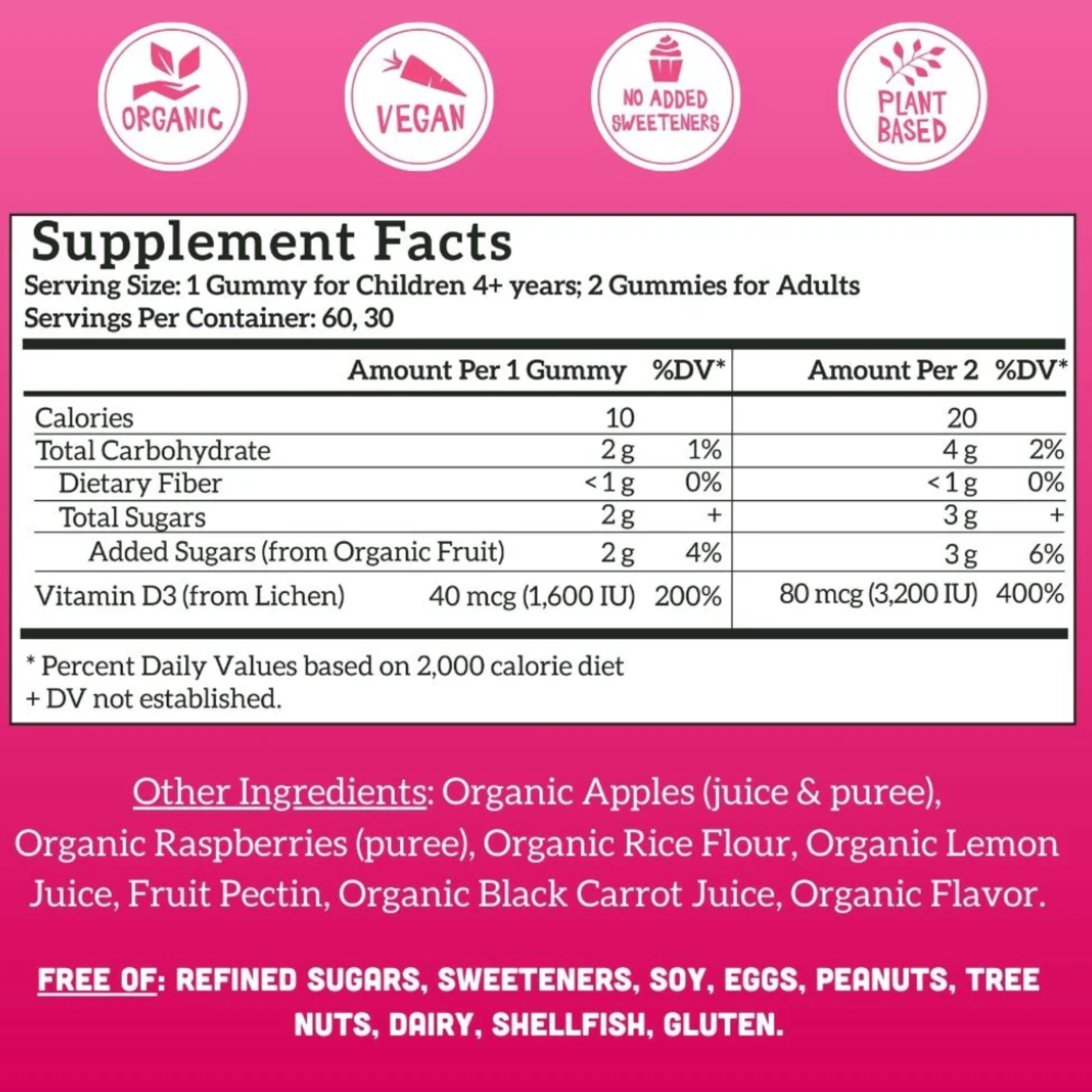 Kids + Adults Organic Vitamin D3 - Raspberry