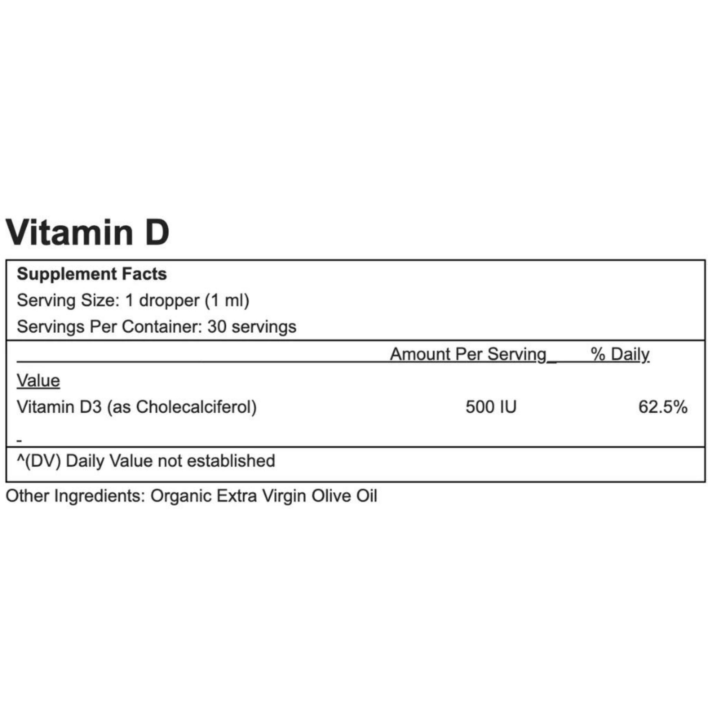 Vitamin D3 500 IU | Olive Oil