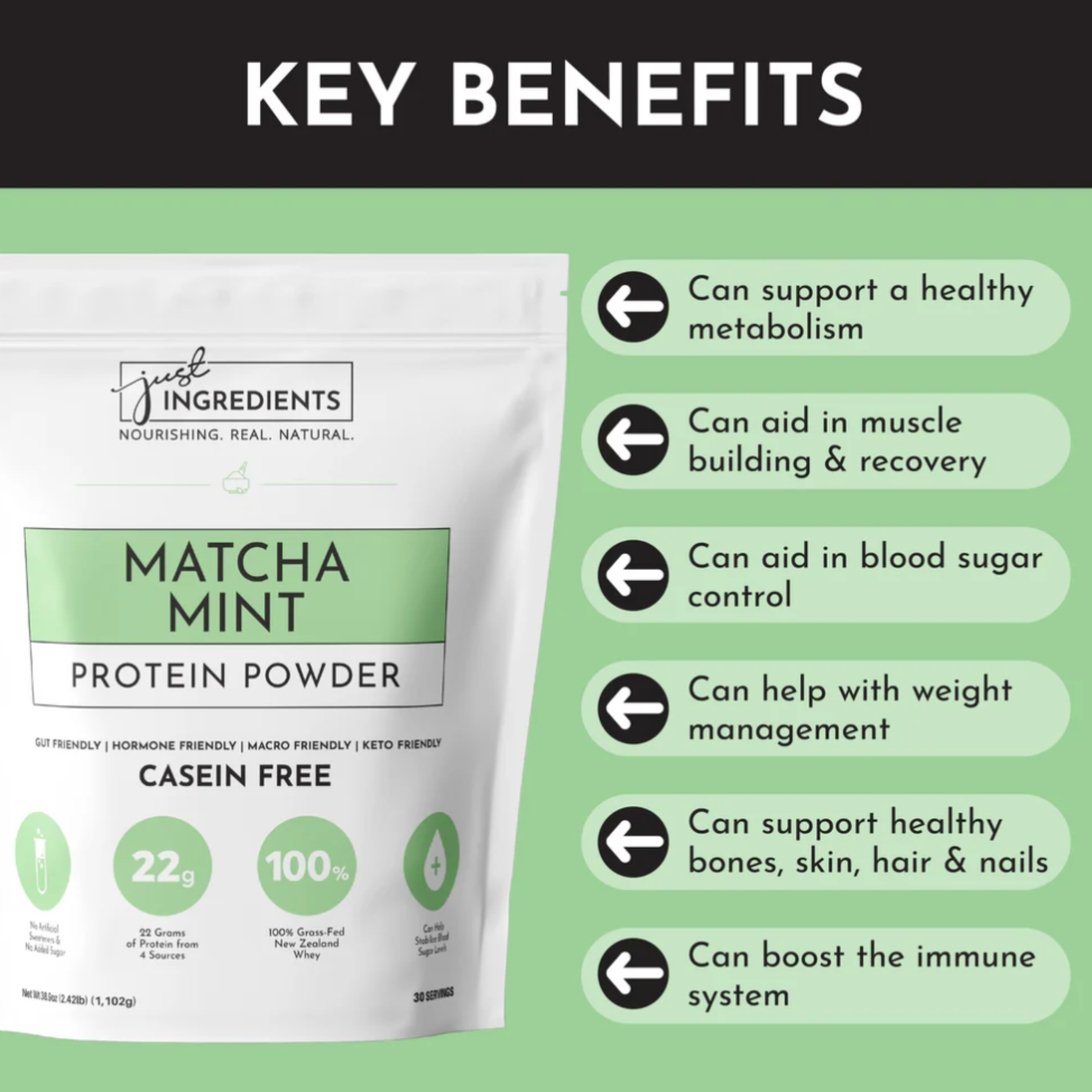 PRE ORDER - Matcha Mint Protein Powder